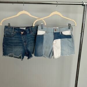 Abercrombie Kids High Rise Mini Mom Shorts Bundle Size 13/14 Patchwork Denim 2pk